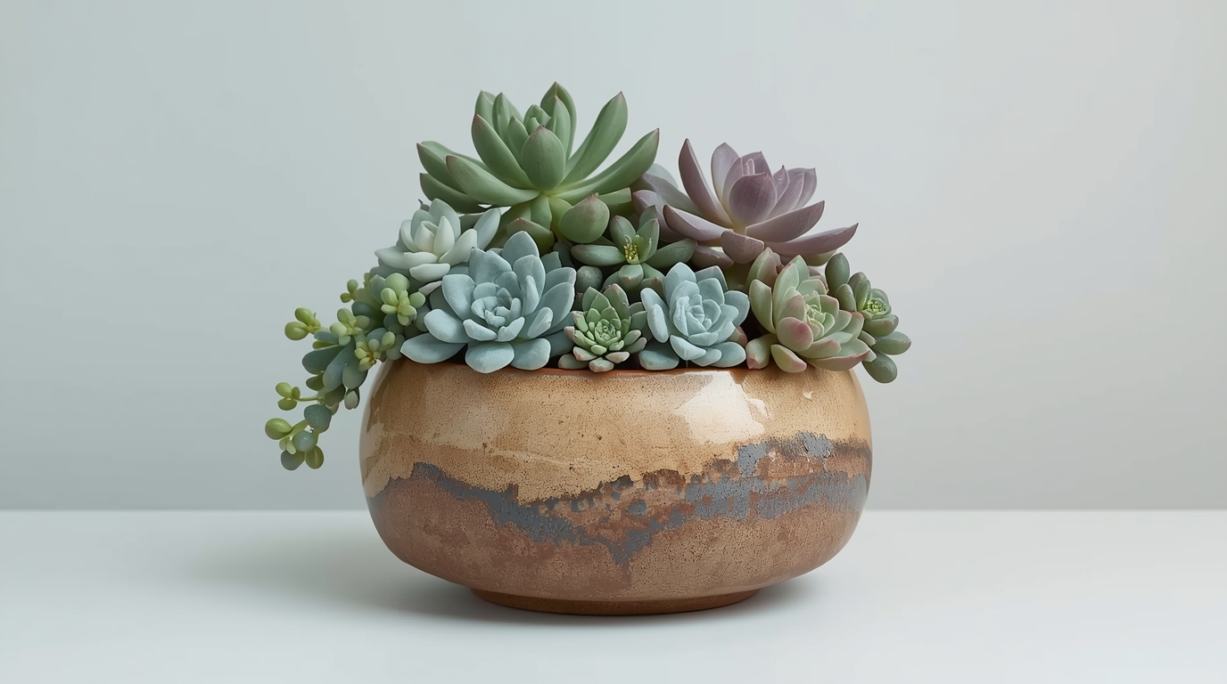 Moderni mehikasvijärjestely keramiikkaruukussa